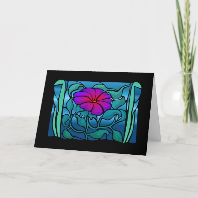 Stained Glass Flower Greeting / Note Card (Front)