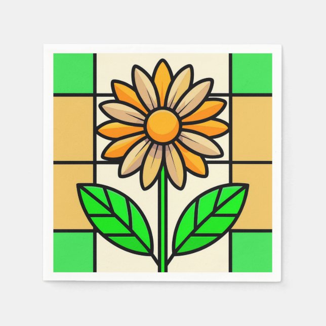 Stained Glass Flower Napkins (Front)