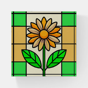 Stained Glass Flower Paperweight