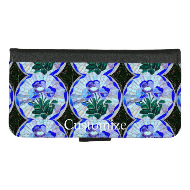 stained glass flower pattern  iPhone wallet case (Front (Horizontal))