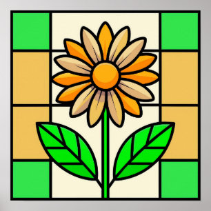 Stained Glass Flower Poster