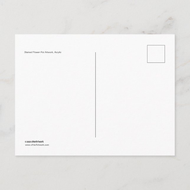 Stained Glass Flower Pot Acrylic Artwork Postcard (Back)