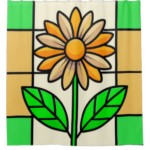 Stained Glass Flower Shower Curtain