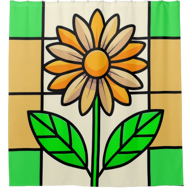 Stained Glass Flower Shower Curtain (Front)