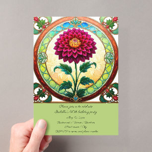 Stained Glass Flowers Birthday Party Acrylic Invitations