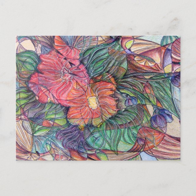 "Stained Glass" Flowers Postcard (Front)