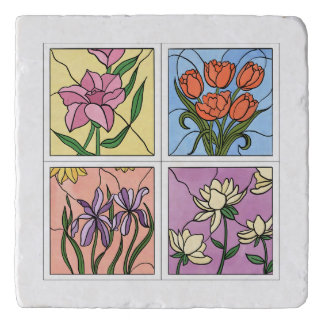 Stained Glass Flowers Trivet