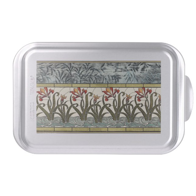 Stained Glass Flowers with Tan Border Cake Pan (Front)