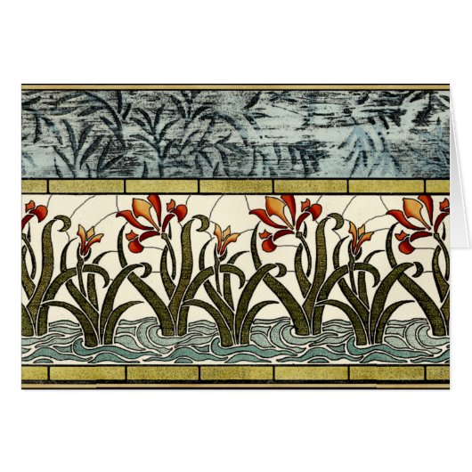 Stained Glass Flowers with Tan Border Cards (Front Horizontal)