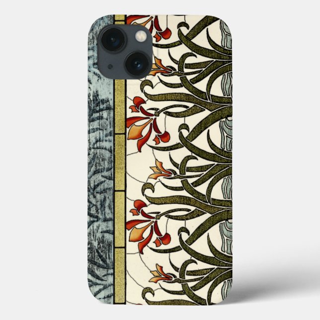 Stained Glass Flowers with Tan Border Case-Mate iPhone Case (Back)