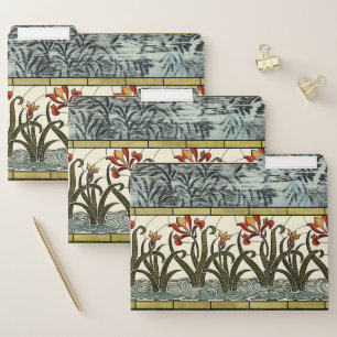 Stained Glass Flowers with Tan Border File Folder