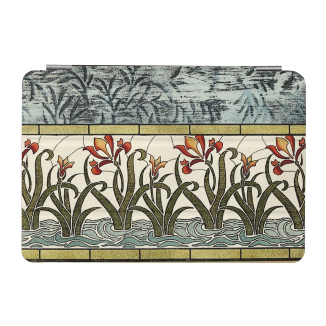 Stained Glass Flowers with Tan Border iPad Mini Cover (Horizontal)