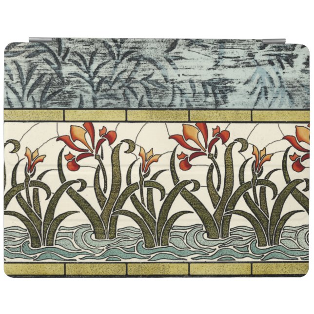 Stained Glass Flowers with Tan Border iPad Smart Cover (Horizontal)