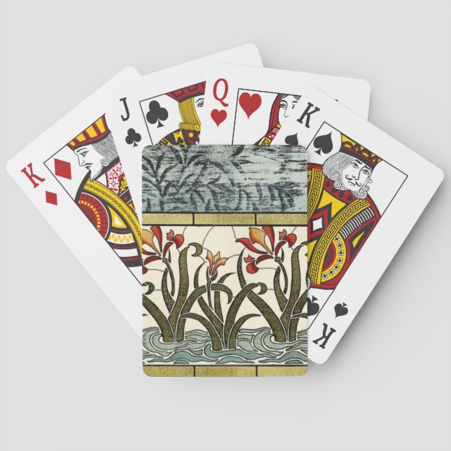 Stained Glass Flowers with Tan Border Poker Cards (Back)