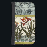 Stained Glass Flowers with Tan Border Samsung S4 Wallet Case<br><div class="desc">A lovely stained glass piece,  it features flowers growing out of stylized water at the bottom and an abstract of leaves at the top. A wonderfully beautiful purchase that would make an amazing gift!</div>