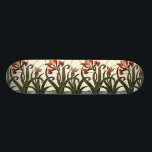 Stained Glass Flowers with Tan Border Skateboard<br><div class="desc">A lovely stained glass piece,  it features flowers growing out of stylized water at the bottom and an abstract of leaves at the top. A wonderfully beautiful purchase that would make an amazing gift!</div>