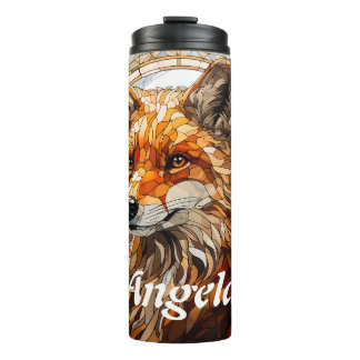 Stained Glass Fox Thermal Tumbler