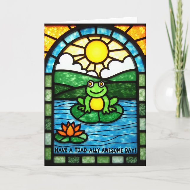 Stained Glass Frog Birthday Card (Front)