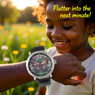 Stained Glass Garden" - Butterfly & Floral  Watch