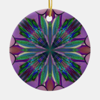 Stained Glass Gardenia Ceramic Ornament