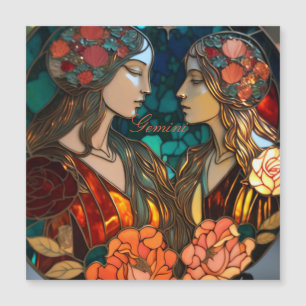 Stained Glass Gemini Zodiac