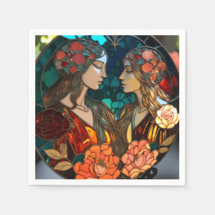 Stained Glass Gemini Zodiac Napkins