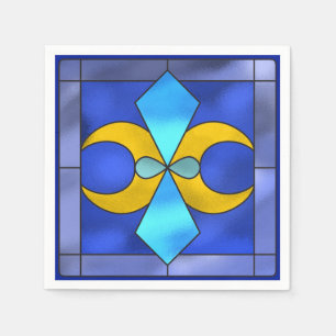 Stained Glass Geometric Moon Paper Napkins