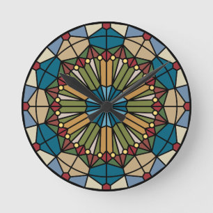 stained glass geometric pattern design modern round clock