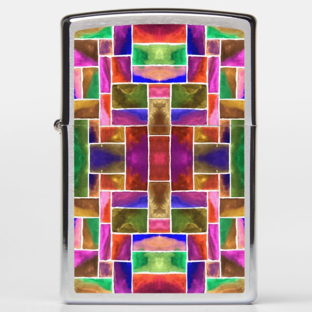 Stained Glass Geometric Pattern Zippo Lighter (Front)