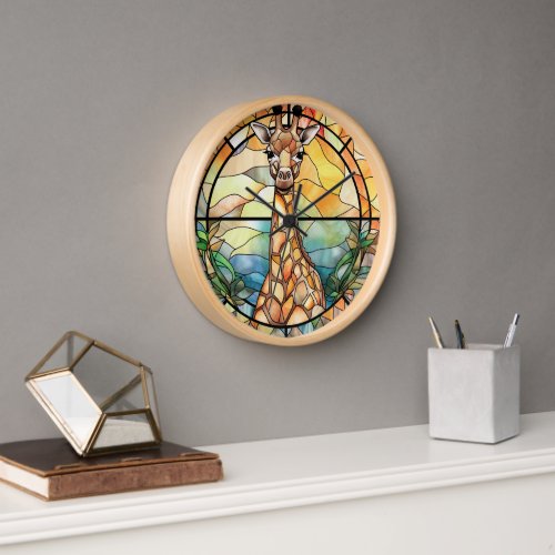 Stained Glass Giraffe Clock