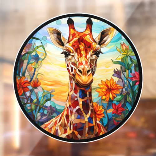 Stained Glass Giraffe Digital Art Window Cling