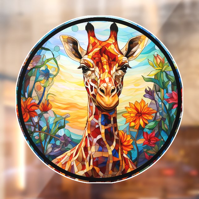Stained Glass Giraffe Digital Art Window Cling (Sheet 2)