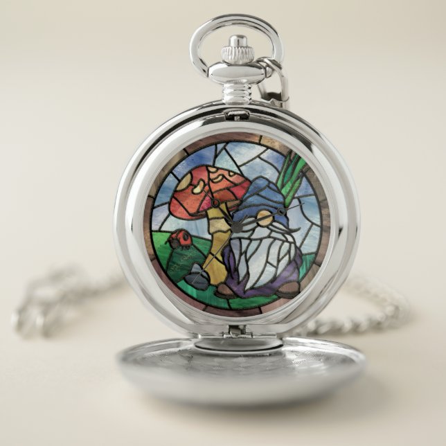 Stained Glass Gnome Pocket Watch (Inside)