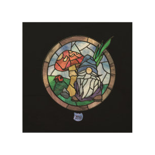 Stained Glass Gnome Wood Wall Art