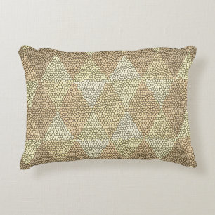 Stained Glass Gold Diamond Pattern Accent Pillow