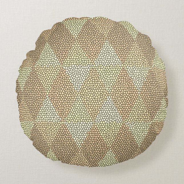 Stained Glass Gold Diamond Pattern Round Pillow (Front)