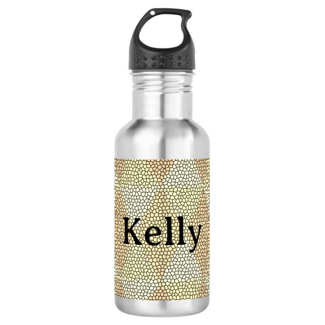 Stained Glass Gold Diamond Pattern Stainless Steel Water Bottle (Front)