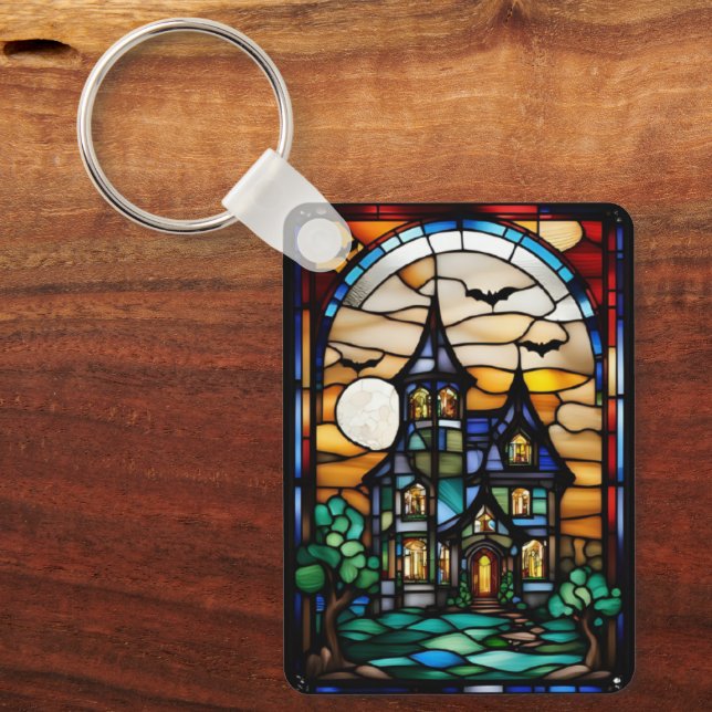 Stained Glass Gothic Home Keychain (Front)