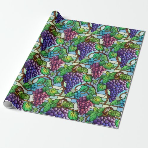 Stained glass Grapes Wrapping Paper
