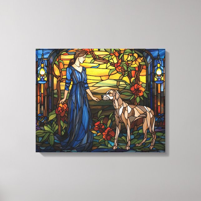 "Stained Glass Great Dane" Canvas Print (Front)