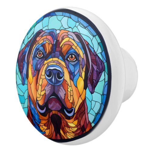 Stained Glass Great Dog Lively Elegance Ceramic Knob