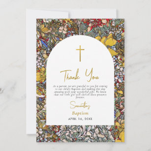 Stained Glass Greek Orthodox Christening Baptism Thank You Card