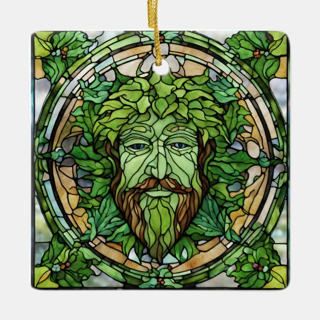 Stained Glass Green Man Ornament (Front)