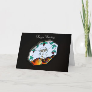 stained glass greetings holiday card