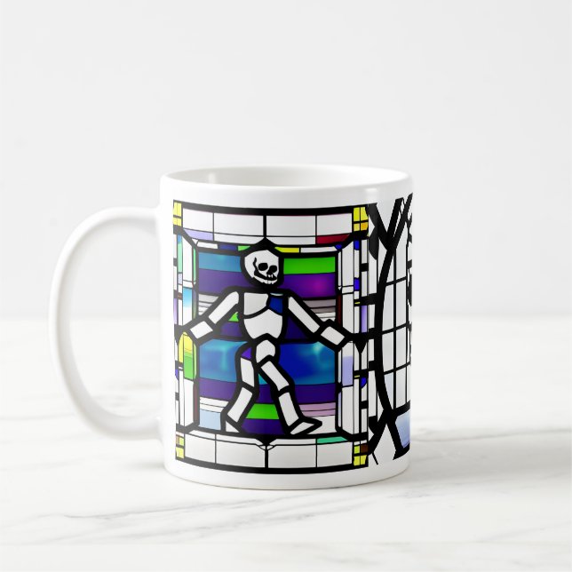 Stained Glass Halloween Skeleton Mug (Left)