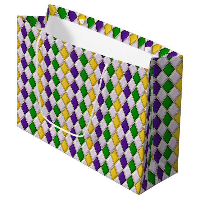Stained Glass Harlequin Large Gift Bag (Front Angled)