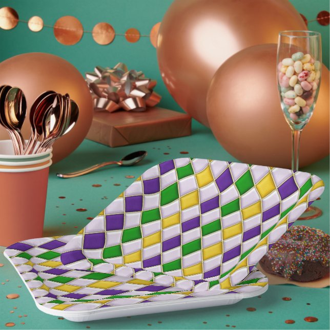Stained Glass Harlequin Paper Plates (Multi)
