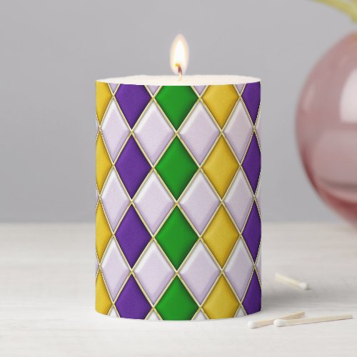 Stained Glass Harlequin Pillar Candle