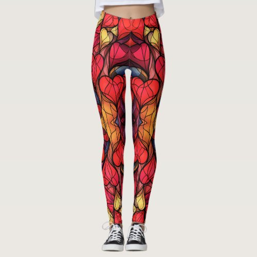 Stained Glass Hearts Leggings  Pretty