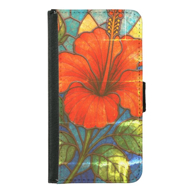 Stained Glass Hibiscus  Samsung Galaxy Wallet Case (Front)